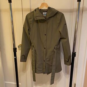 Stylish Women's Olive Hooded Trench Coat
